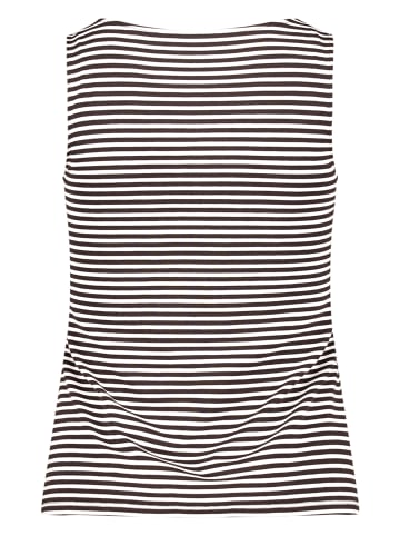 Basic Shirt mit U-Boot-Ausschnitt in Brown/White