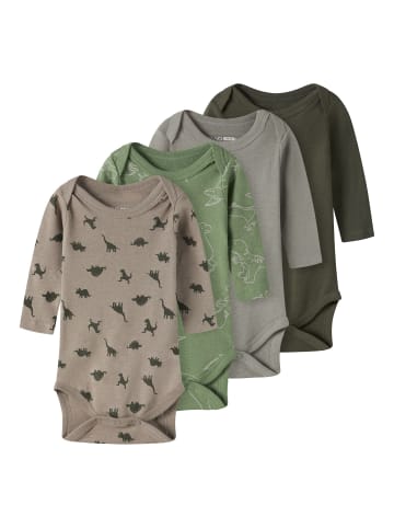 Langärmeliger Body in Olive Night