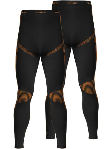 2 x Thermounterhose Lange Skiunterwäsche für Herren in Schwarz/Orange