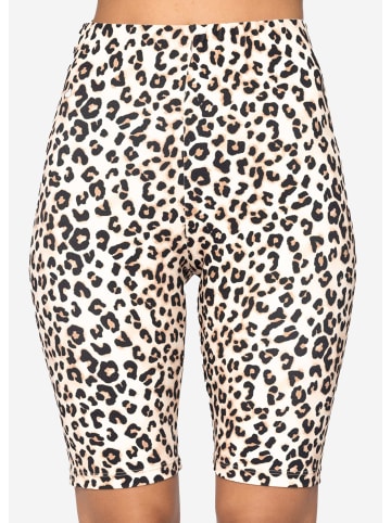 Sport Radler Hose mit Leo-Print in Beige