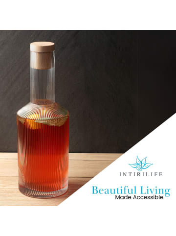 Glaskaraffe 1.7 Liter Kristall Krug Karaffe in Transparent - Gold