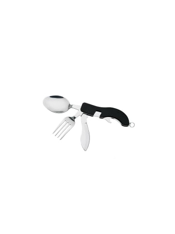 2-tlg. 4in1 Campingbesteck-Set in Schwarz