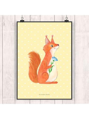 Poster Eichhörnchen Blume ohne Spruch in Gelb Pastell