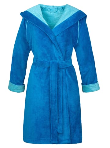 Bademantel mit Kapuze in turquoise