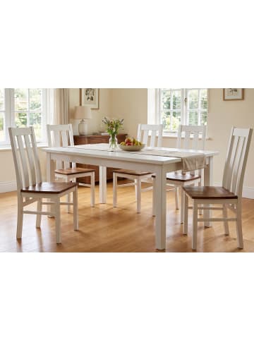 Stühle 2er Set Belluno Elegante weiß lackiert / Nussbaumfarben 43 / 42 / 96cm