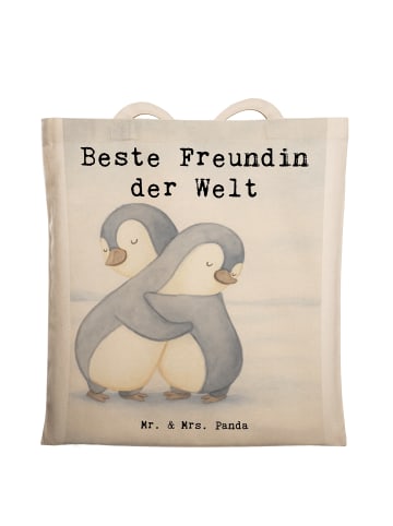 Stoff Shopper Pinguin Beste Freundin der Welt D... in Weiß