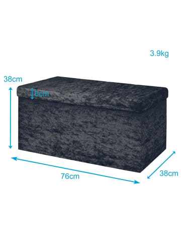 Faltbare Sitzbank 76x38x38 cm in Samt Schwarz