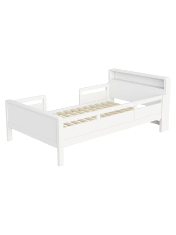 Einzelbett Kinderbett 90 x 200 cm mit LED, USB und Tape C Ablagefunktion, Weiß