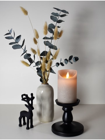 LED Echtwachskerze 12,5cm mit Timer in Taupe