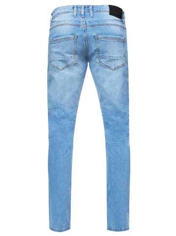 Light Blue Used Jeans Hose "MELVIN" Slim Fit Cotton-Stretch in Light Blue Used