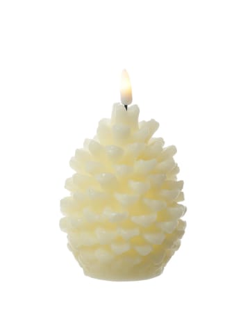 LED Kerze Tannenzapfen Echtwachs H: 13cm in creme
