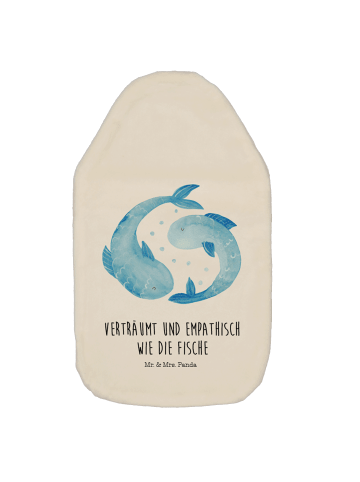 Wärmflasche Sternzeichen Fische mit Spruch in Weiß