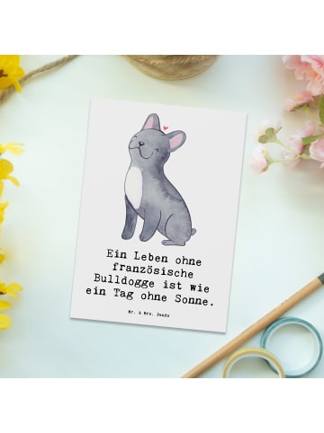Postkarte Französische Bulldogge mit Spruch in Weiß