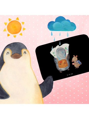Badematte Pinguin & Maus Wanderer ohne Spruch in Schwarz