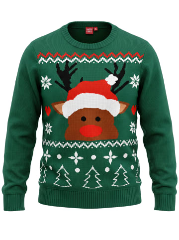 Winterpullover Rentier Winter Strick Pullover Sweatshirt Ugly Sweater in grün