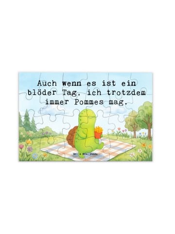 Puzzle Schildkröte  Pommes Design mit Spruch in Weiß