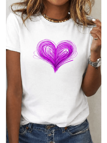T-Shirt Big Love WEISS-Lila