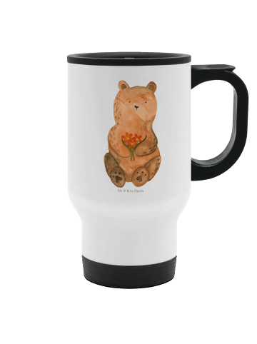 Thermosbecher Bär Dankbar ohne Spruch in Weiß