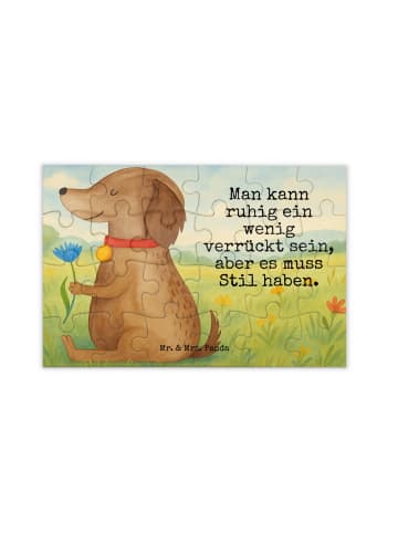 Puzzle Hund Blume Design mit Spruch in Weiß
