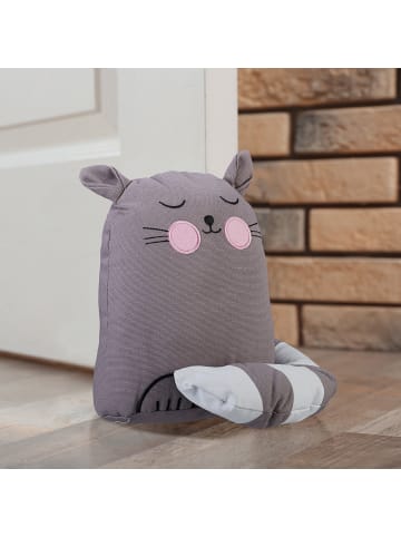 Türstopper "Katze" in Grau/ Weiß