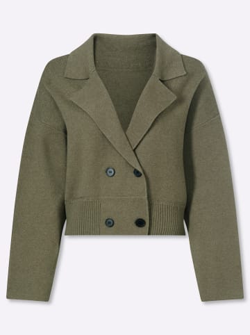 Strickjacke in khaki-meliert