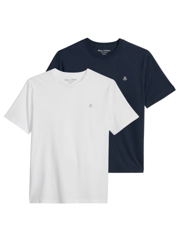 T-Shirt 2er Pack in Dunkelblau/Weiß