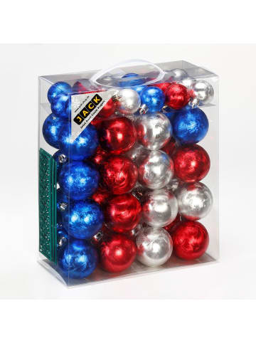 50x Kunststoff Eislack Christbaumkugeln 4 + 6 cm Kugeln in Blau Rot Silber