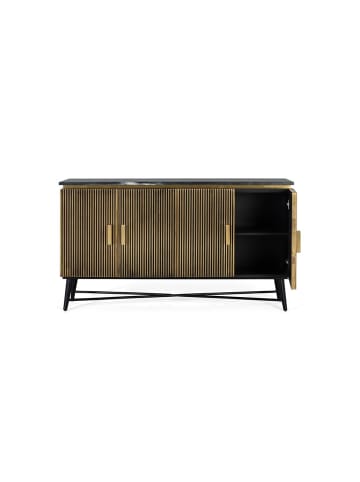 Sideboard mit 4 mit Bronze verkleideten Holztüren und Marmorplatte in Gold