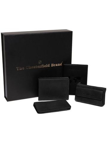 Geldbörse Geschenkset 4-teilig  Leder 12 cm schwarz