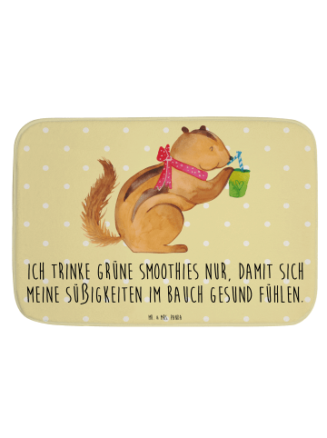 Badvorleger Eichhörnchen Smoothie mit Spruch in Gelb Pastell