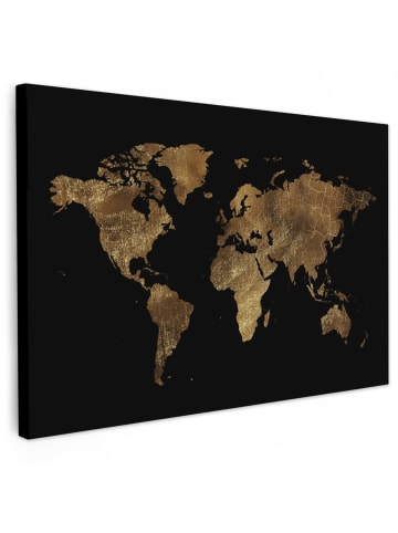 Leinwand Bilder Weltkarte gold schwarz