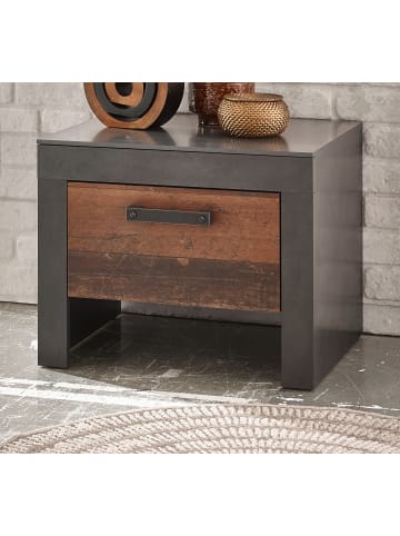Nachttisch Old Used Wood Shabby Design mit grau, Nachtkommode mit Schubkasten