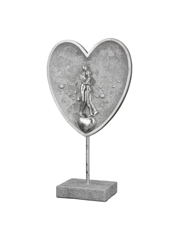Skulptur Paar im Herz silberfarben - (H) 30 cm