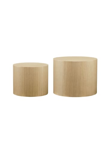 Couchtisch-Set rund 2-teilig mit Holzfurnier in Natur