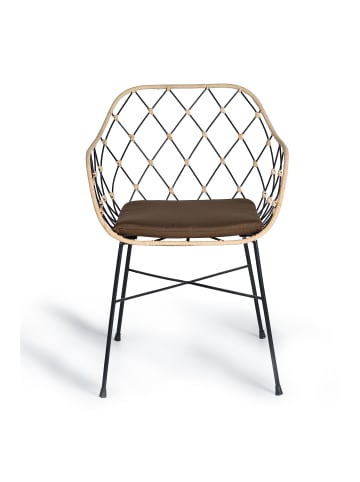 2-er Set: Stühle aus Rattan und Metallbeinen in Beige