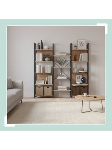 Bücherregal in Hellbraun/ Schwarz - (B)158 x (H)166 x (T)24 cm