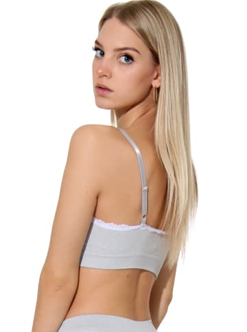 Bustier mit Spitze Ribbed Collection in Grau