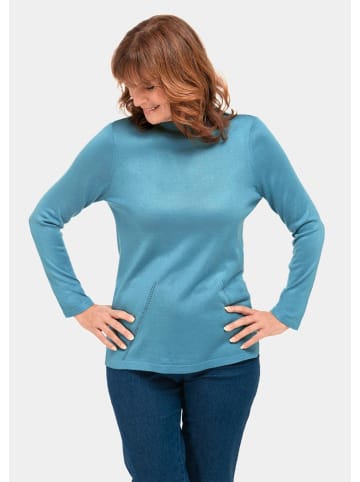 Strickpullover mit Stehbundkragen in eisblau