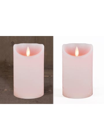 LED Echtwachskerze 12,5cm mit Timer in Rosa