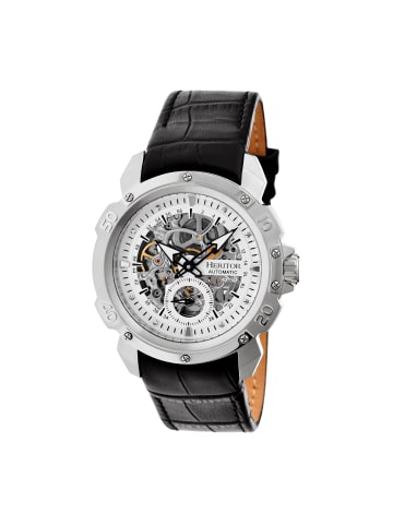 Conrad Skelett-Uhr mit Lederarmband in Silver