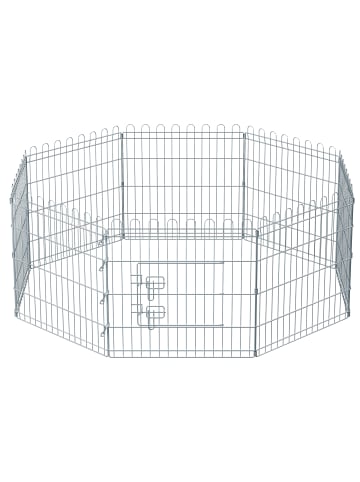 Freilaufgehege Kaninchen Dack in Silber - (B)61 x (H)61 x (T)183 cm