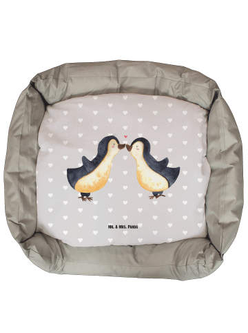 Hundekorb Pinguin Liebe ohne Spruch in Grau Pastell