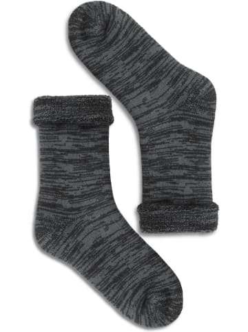 Farbige Vollplüsch-Socken mit Wolle in Grau/Schwarz