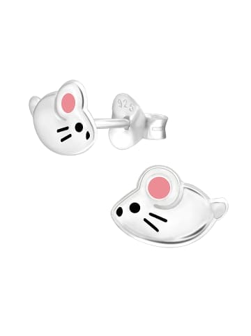 Ohrringe, Ohrstecker MAUS in 925 Sterling Silber, 2-tlg.