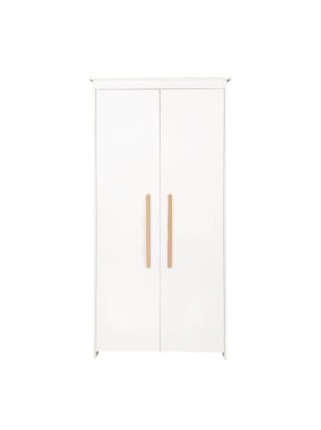 Kleiderschrank Lilo 2-türig weiß/natur mit Holzgriffen fürs Baby- & Kinderzimmer