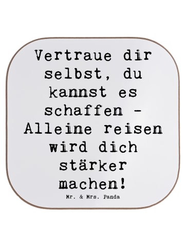 Glasuntersetzer Spruch Alleine Reisen unternehm... in Weiß