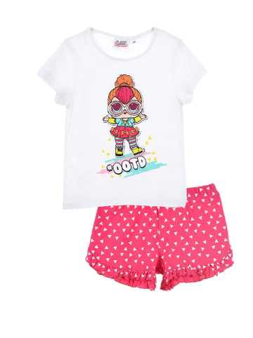 2tlg. Outfit: Schlafanzug Sommer in Weiß