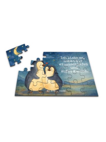Puzzle Pinguine Einschlafen Design mit Spruch in Weiß