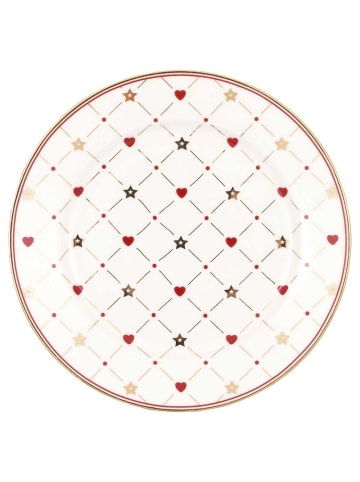 Teller KLEIN CLARINA Weiß HERZEN Rot STERNE Gold 15 cm