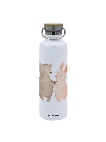 Trinkflasche Bär und Hase Umarmen ohne Spruch in Weiß